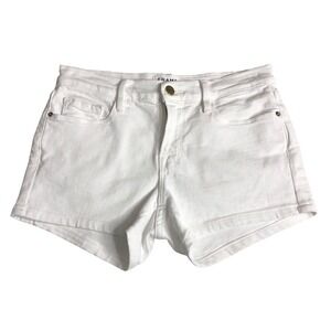 Frame Le CutOff Denim Shorts Womens 24 Blanc White Cuffed Mid Rise Coastal Boho